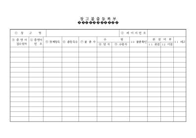 창고불출등록부 창고불출등록부
